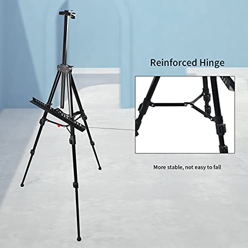 Artist Easel Stand, RRFTOK Metal Tripod Adjustable Easel for Painting Canvases Height from 21" to 66"with Reinforced Triangle,Carry Bag for Table-Top/Floor Drawing and Didplaying