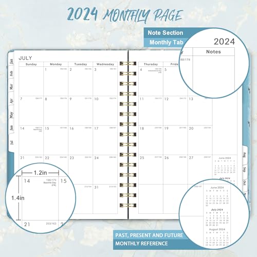 2024 Planner ā Planner 2024, Weekly & Monthly Planner, Jan 2024 - Dec 2024, Planner with Hardcover, 8.5" x 6.4", Twin - Wire Binding, Monthly Tabs, Inner Pocket, Elastic Closure, Daily Organizer