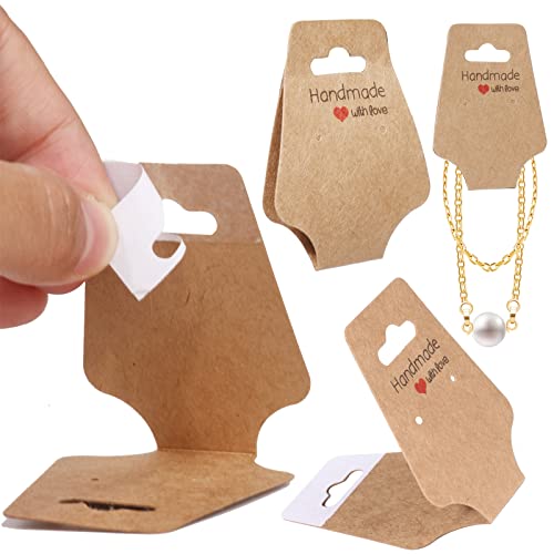 Femtindo 200PCS Bracelet Display Cards Sturdy Necklace Holder Cards Self Adhesive Jewelry Packaging Selling Card for Small Business of Keychain Earring Hair Band and Scrunchies Hanging