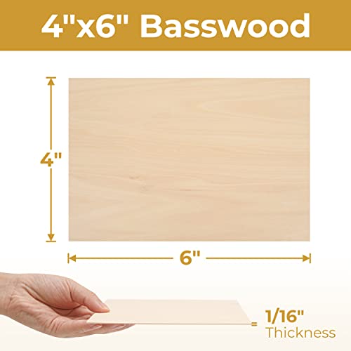 Calvana (24-Pack) 4”x6”x1/16” Balsa Sheets for Crafts - Perfect for Architectural Models Drawing Painting Wood Engraving Wood Burning Laser Scroll Sawing