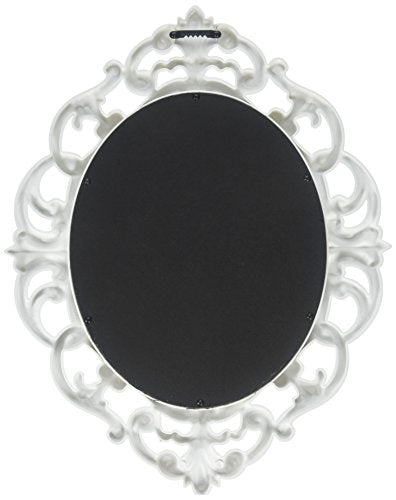 Kole Imports Oval Vintage Wall Mirror, White, 11.5 x 15 Inch
