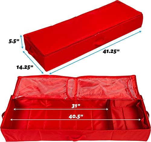 Wrapping Paper Storage Container – Fits up to 27 Rolls 1 3/8” Diam. - Underbed Gift Wrap Organizer Bags, Wrapping Paper Rolls, Ribbon, and Bows - Under Bed- Durable Material 600D - Up to 40" Rolls