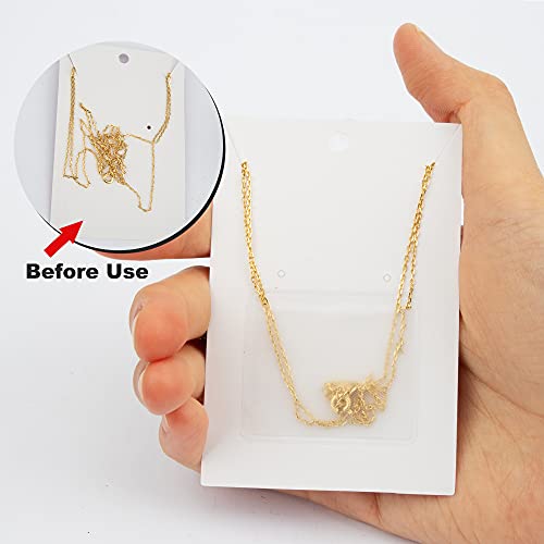 Temlum Necklace Chain Adhesive Pouch for Necklace Display Cards, Self-Adhesive Necklace Chain Pockets Clear Jewelry Bags Necklace Chain Pouch to Hold Loose Chain Jewelry Supplies (100 pcs)