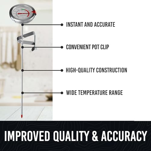 CRAFT911 Candy Thermometer with Pot Clip - Deep Fry Oil Thermometer for Frying - Cooking Thermometer for Frying Oil Candle Making Hot Oil Deep Fryer Thermometer 8" Side of Pot Thermometer