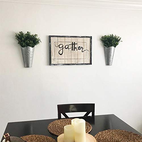 Mkono Galvanized Metal Wall Planter Farmhouse Wall Vase for Artificial Plants Flowers, Rustic Hanging Fake Flowers Holder Country Home Bedroom Living Room Decor Set of 2, Silver, Small