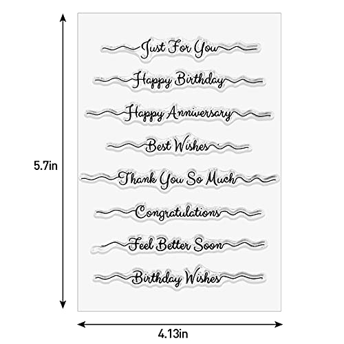 4 Sheets Words Clear Stamps for Card Making Silicone Sentiment Stamp with Scripture Greeting Words Pattern for Valentines Christmas Holiday Card and DIY Scrapbooking Journal(Transparent,Sentiment)