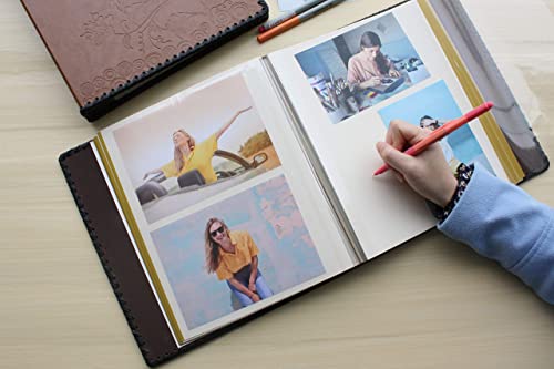 Beautyus Photo Album Book, Family Album, Leather Cover, Holds 3x5, 4x6, 5x7, 6x8, 8x10 Photos (Brown)