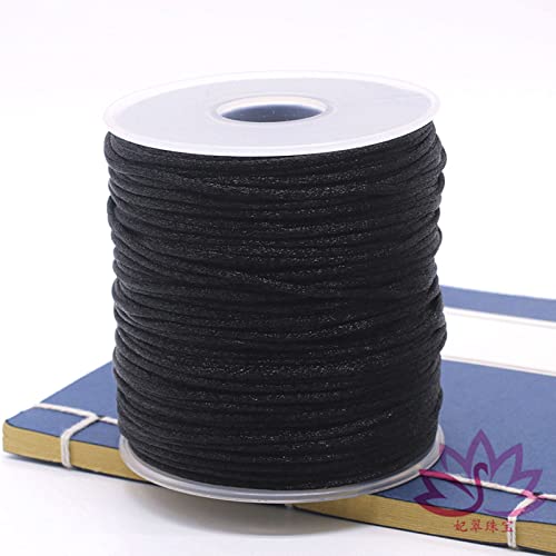 109 Yards 1.5 mm Nylon Cord Beading Satin String for Chinese Knotting Rattail Beading Macrame Friendship Bracelet Jewelry Making(Black)