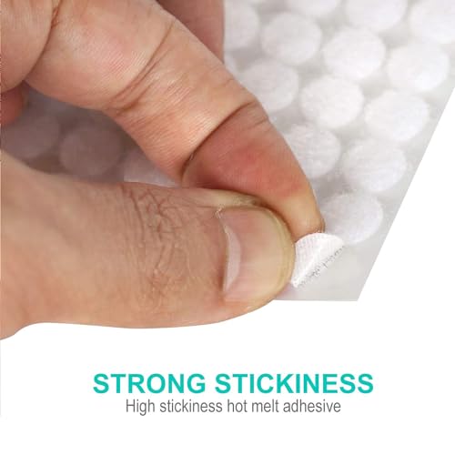 Self Adhesive Dots,1050pcs(525 Pairs) Strong Adhesive 0.39 inch Diameter Sticky Back Hook Nylon, Loop Dots with Waterproof Sticky Glue Tapes, Suitable for Classroom, Office, Home