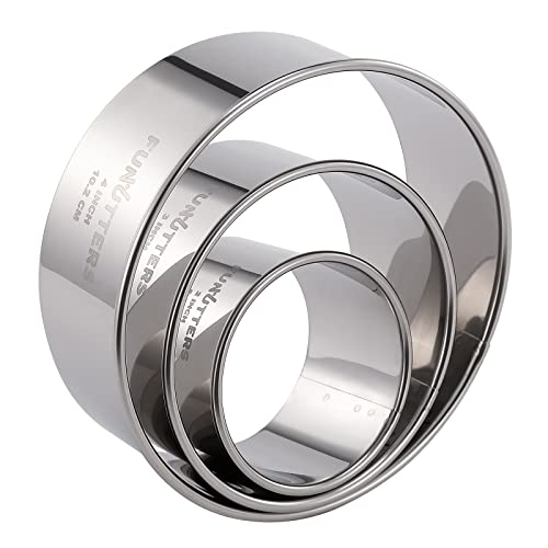 Cookie Cutter Set 2 3 4 INCH x 1.5 INCH, 3 Pc, Round Metal Baking Rings for Pastry, Biscuits, and Dough Cutting, Heavy Duty and Reusable, Multiple Sizes