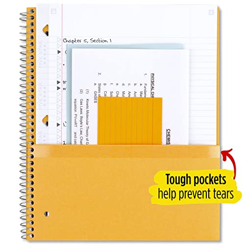 Five Star Spiral Notebook + Study App, 3-Subject, College Ruled Paper, Fights Ink Bleed, Water Resistant Cover, 8-1/2" x 11", 150 Sheets, Red (72065)