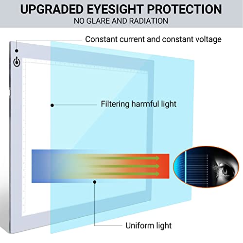 A4 Silver LED Trace Light Pad NXENTC Light Table USB Power LED Tracing Light Board for Artists,Drawing, Sketching, Animation