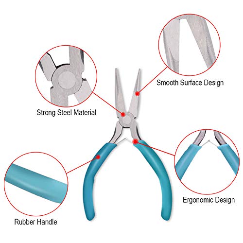 Anezus 4Pcs Jewelry Tool Set Includes Needle Nose Pliers, Round Nose Pliers, Wire Cutters and Bent Nose Pliers for Jewelry Beading Repair Making Supplies