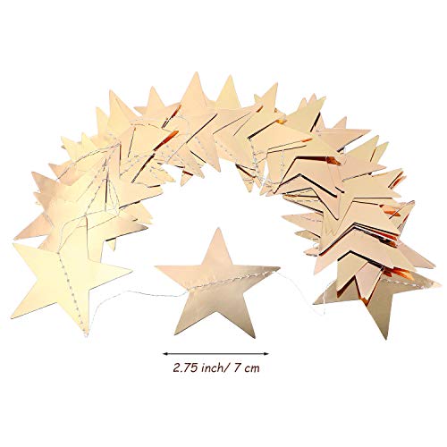 Glitter Star Garland Banner Decoration, 130 Feet Bright Star Hanging Bunting Banner Backdrop for Engagement Wedding Baby Shower Birthday Christmas Party Decor (Champagne Gold)