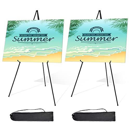 STARHOO Display Easel Stand for Wedding Sign & Poster 63'' Portable Art Easel for Floor Adjustable Metal Easel Black 2 Pack