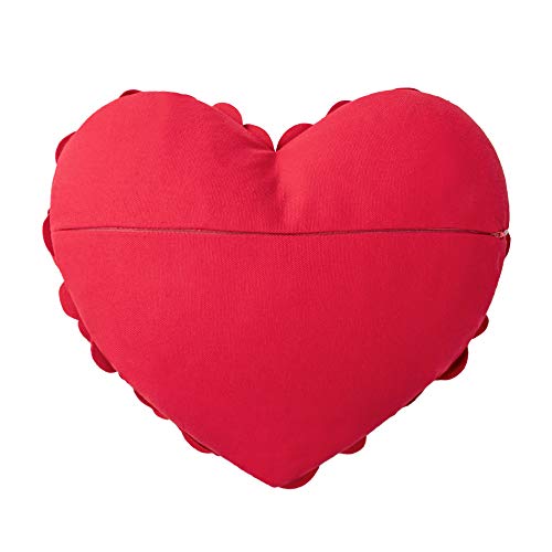 JWH 3D Flower Throw Pillow Cover Aesthetic Decorative Valentines Day Accent Pillow Case Heart Shaped Cushion Handmade Pillowcase for Girls Bed Bedroom Couch Gift 14x16 Inch Red