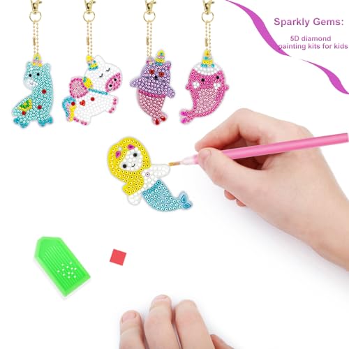 Arts and Crafts for Kids Ages 8-12 - Diamond Painting Kits - Gem Art Keychains Paint by Numbers Kit - Best Tween Girls Gifts Ideas - Kids Diamond Art - Art Supplies for Girls Toys Ages 4 5 6 7 8 9 10