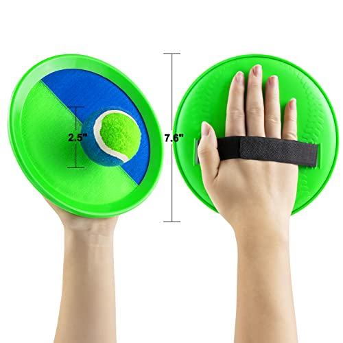 Qrooper Toss and Catch Ball Set Kids Toys, Beach Toys, Yard Games, Outdoor Toys for Kids Ages 3-12, Upgraded Camping Games Paddle Ball Games for Kids, Adults and Family (Green)
