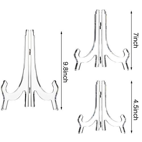 HESTYA Clear Acrylic Easels Plate Stands Holders to Display Pictures or Other Items for Display Decoration