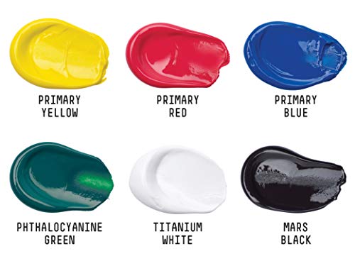 Liquitex BASICS Acrylic Paint Set, 6 x 22ml Tube Paint Set, Primary, Blue,Color Mixing,Green,White, 0.7 Fl Oz (Pack of 6)