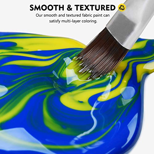 Magicfly Permanent Soft Fabric Paint Set for Clothes 14 Colors 60ML Textile T-shirt Paints, No Heating Needed & Washable Fabric Paints for Crafts, Canvas, T-Shirts, Jeans, Bags, with 3 Brushes