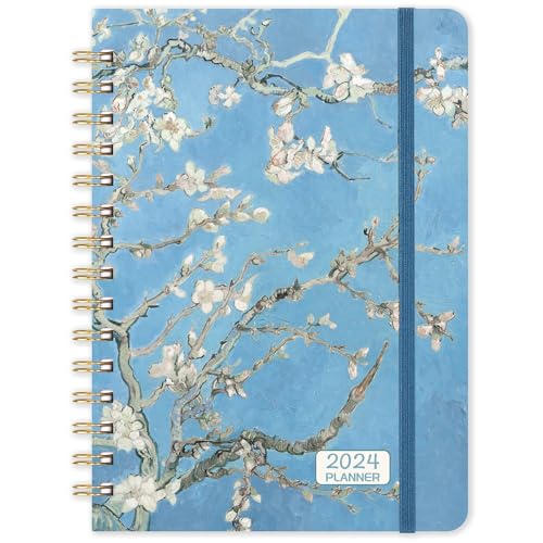2024 Planner ā Planner 2024, Weekly & Monthly Planner, Jan 2024 - Dec 2024, Planner with Hardcover, 8.5" x 6.4", Twin - Wire Binding, Monthly Tabs, Inner Pocket, Elastic Closure, Daily Organizer