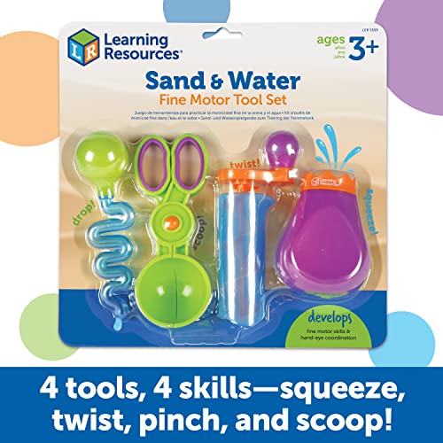 Learning Resources Sand & Water Fine Motor Set, Construction Toy, 4 Pieces, Ages 3+