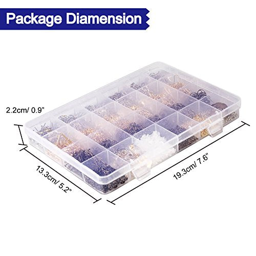 Paxcoo 2880 Pcs Jewelry Making Findings Supplies Kit with Open Jump Rings, Lobster Clasps, Crimp Beads, Screw Eye Pins, Head Pins, Earing Hooks and Earing Backs