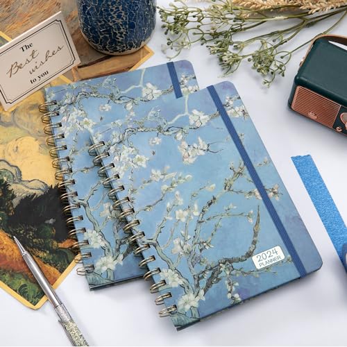 2024 Planner ā Planner 2024, Weekly & Monthly Planner, Jan 2024 - Dec 2024, Planner with Hardcover, 8.5" x 6.4", Twin - Wire Binding, Monthly Tabs, Inner Pocket, Elastic Closure, Daily Organizer