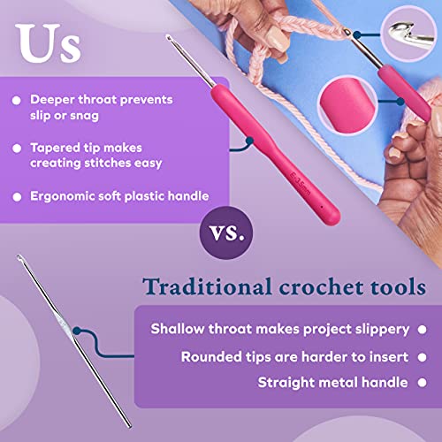 BeCraftee Crochet Hooks Kit - 31 Piece Set with 9 Ergonomic Hook Sizes, 6 Yarn Needles, Additional Knitting & Crochet Supplies and Carrying Case