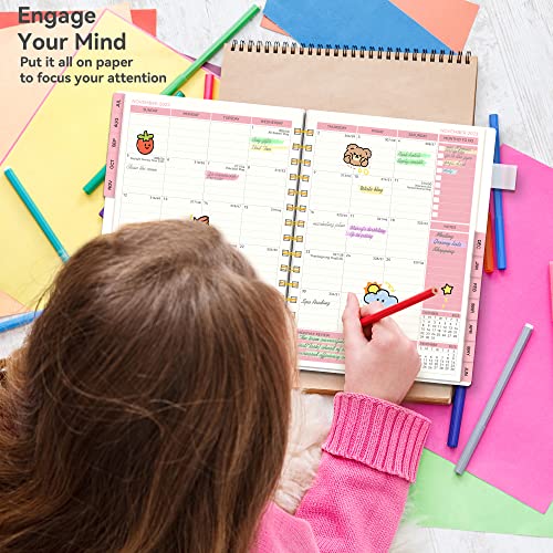 Planner 2023-2024, Academic Planner 2023-2024,Weekly & Monthly Planner, Jul. 2023 - Jun. 2024, AIMPEAK Weekly Planner with Monthly Tabs, Inner Pocket, Pen Loop, Flexible Cover,Spiral Binding, Pink, 5.5"x8.5"