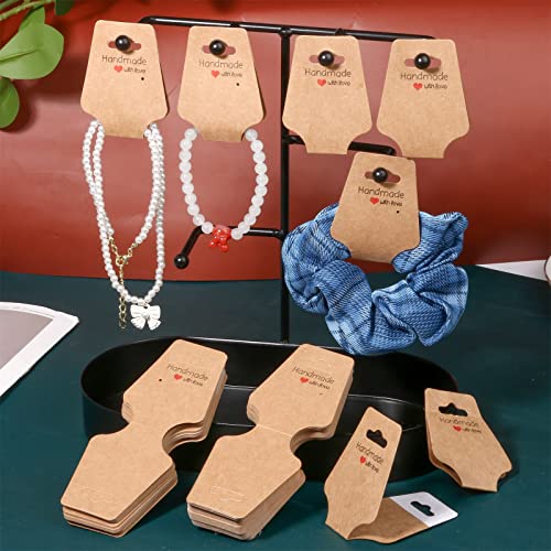 Femtindo 200PCS Bracelet Display Cards Sturdy Necklace Holder Cards Self Adhesive Jewelry Packaging Selling Card for Small Business of Keychain Earring Hair Band and Scrunchies Hanging