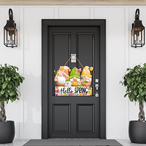 Spring Welcome Door Sign Decor Gnomes Spring Hanging Sign Easter Wooden Signs Decorative Wall Plaque Rustic Front Door Yard Farmhouse Home Spring Harvest Decorations