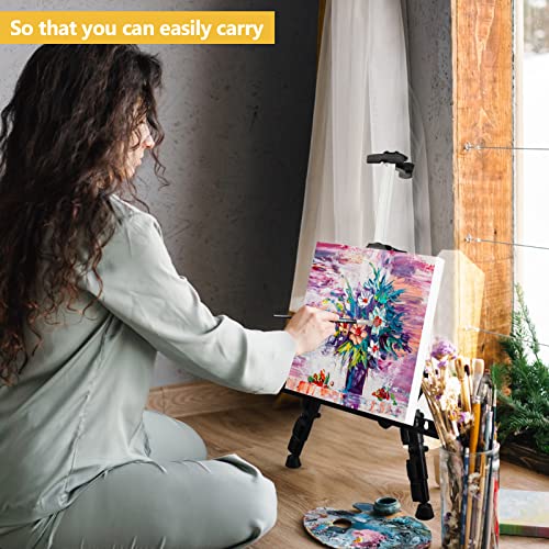 Artist Easel Stand, RRFTOK Metal Tripod Adjustable Easel for Painting Canvases Height from 17 to 66 Inch,Carry Bag for Table-Top/Floor Drawing and Didplaying