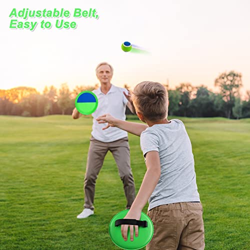 Qrooper Toss and Catch Ball Set Kids Toys, Beach Toys, Yard Games, Outdoor Toys for Kids Ages 3-12, Upgraded Camping Games Paddle Ball Games for Kids, Adults and Family (Green)