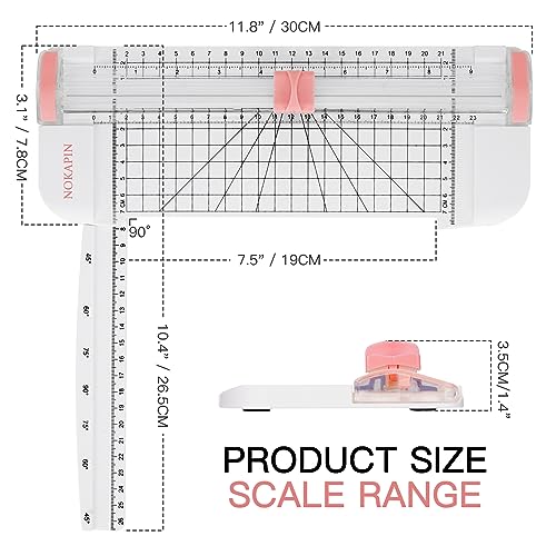 Paper Cutter,Portable Paper Trimmer,12 Inch Paper Slicer Scrapbooking Tool with Automatic Security Safeguard and Side Ruler for Craft Paper,A4 A5 Paper,Coupon, Label and Cardstock (Blue) (Pink)
