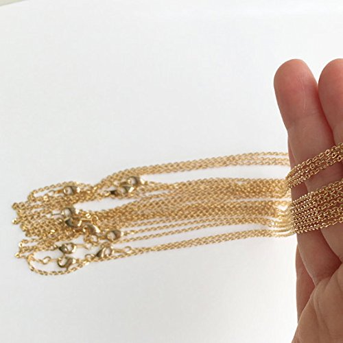 10 Pieces - 17.5inch 16K Gold Plated Finished Cable Chain Necklace Chain Bulk Discount Jewelry Necklace Chain Bulk Chain Wholesale Jewelry Supply - 10PCHN (Gold)