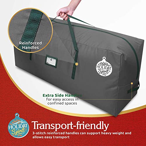 HOLIDAY SPIRIT Christmas Tree Storage Bag - Heavy-Duty Tree Bag with Durable Reinforced Handles & Zipper, Waterproof Storage Bag Protects from Moisture & Dust (Fits a 7.5FT Tree, Charcoal)