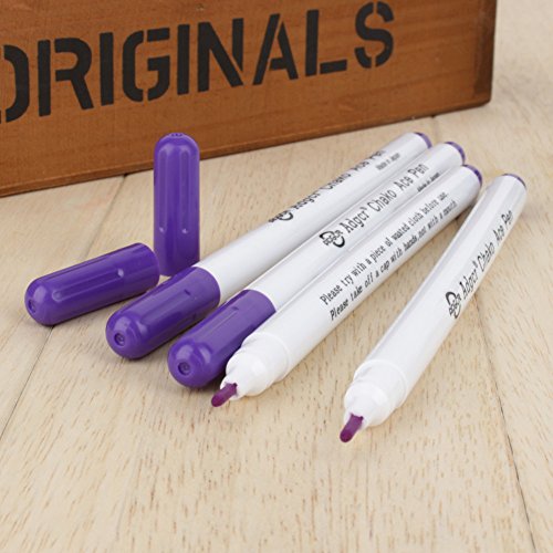 12 PACK Disappearing Ink Marking Pen, Air Water Erasable Pen/ Fabric Marker/ Temporary Marking/ Auto-Vanishing Pen for Cloth (Purple)