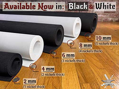 EVA Foam Cosplay - 1mm (1mm to 10mm) - White or Black - 14" x 39" Sheet - Ultra High Density Craft Foam 85 kg/m3 - by The Foamory