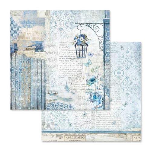 Stamperia International KFT Block 10 sheets - Double Face Blue Land, 30.5 x 30.5 (12" x 12"), Multicoloured
