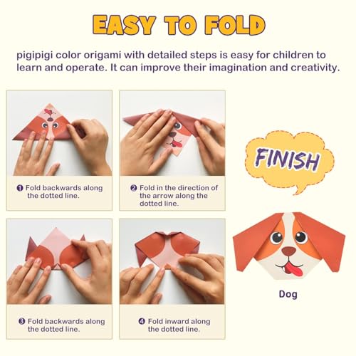 pigipigi Craft Origami Paper for Kids - 208 Sheets Vivid Colorful Folding Papers 54 Patterns Art Projects Kit for 5 6 7 8 9 10 11 12 Years Old Girl Boy Teen Birthday Gift Preschool Educational Toy