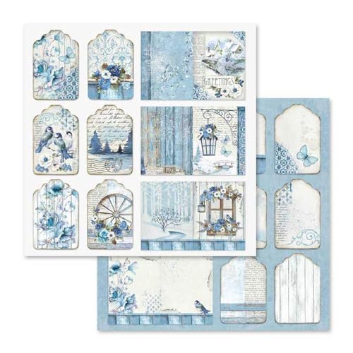 Stamperia International KFT Block 10 sheets - Double Face Blue Land, 30.5 x 30.5 (12" x 12"), Multicoloured