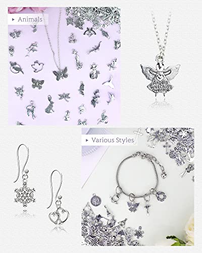 JIALEEY 400 PCS Wholesale Bulk Lots Jewelry Making Charms Mixed Smooth Tibetan Silver Alloy Charms Pendants DIY for Bracelet Necklace Jewelry Making and Crafting