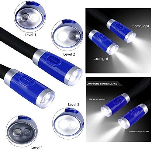 Rechargeable LED Book Light, Neck Hug Reading Lights for reading in Bed, Hand-Free Super Flexible, 3 Adjustable Brightness Levels, Perfect for Bookworms, Kids, Reading In Car, Crafts