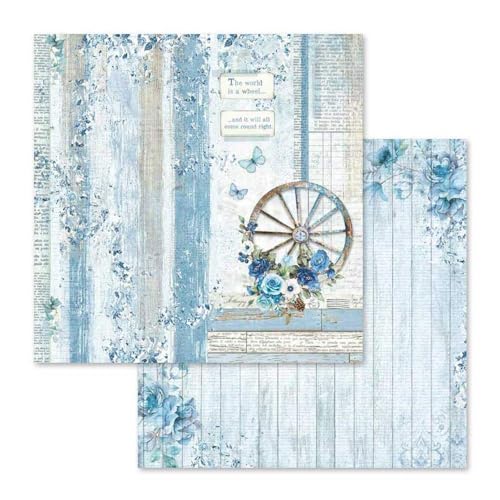 Stamperia International KFT Block 10 sheets - Double Face Blue Land, 30.5 x 30.5 (12" x 12"), Multicoloured