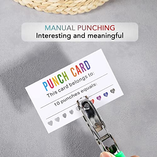 ONEDONE Punch Cards 200 Pack Reward Punch Cards with Heart Shape Hold Puncher Behavior Incentive Awards for Kids Students Teachers Home Classroom School Business Loyalty Gift Cards - 3.5" x 2"