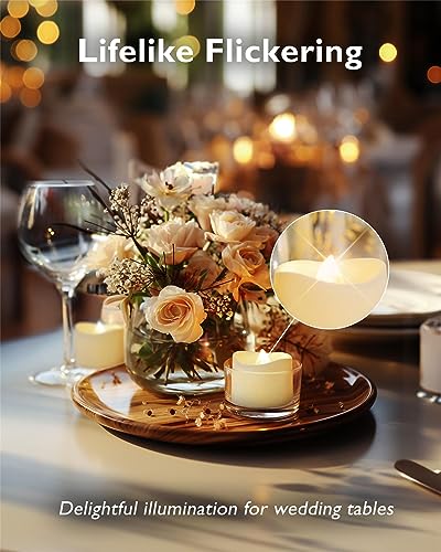 Homemory 12Pcs Flickering Flameless Candle Battery Operated, 200+Hours Fake Electric LED Candles Tea Lights for Votive, Centerpiece Table Decorations