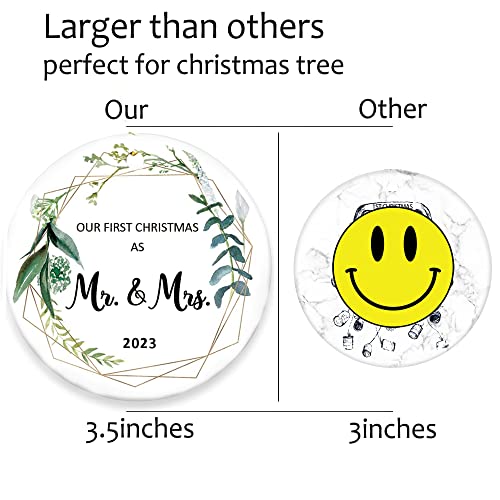 BFJLIFE Our First Christmas Married Ornament 2023 As Mr and Mrs Newlywed Unique 1st Bridal Shower Wedding Gifts for Couple Bride and Groom
