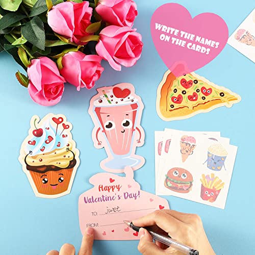 AOJOYS Valentines Day Cards for Kids, 36 Pack Kids Valentines Day Cards with Cute Temporary Tattoos, Pink Envelopes & 80PCS Stickers, Valentines Cards for Classroom Exchange